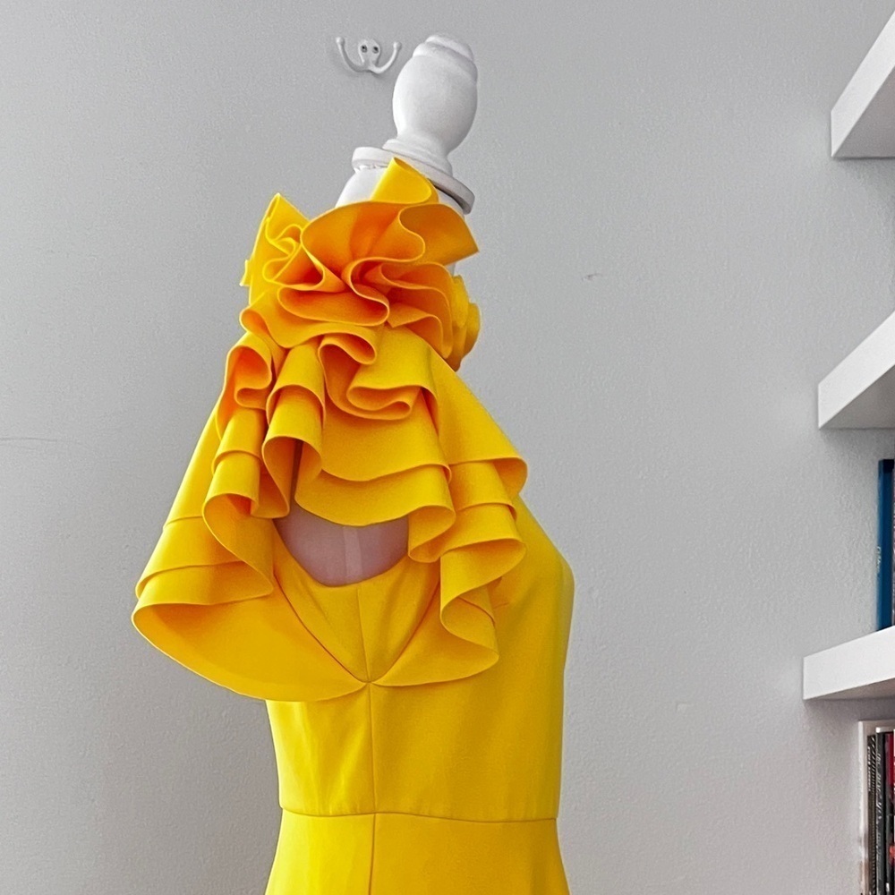 BADGLEY MISCHKA. Ruffle Shoulder Sleeveless Cocktail Dress size 8 - Picture 10 of 15